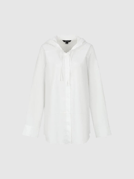 Long Sleeve Hooded Button Front Relaxed Jacket