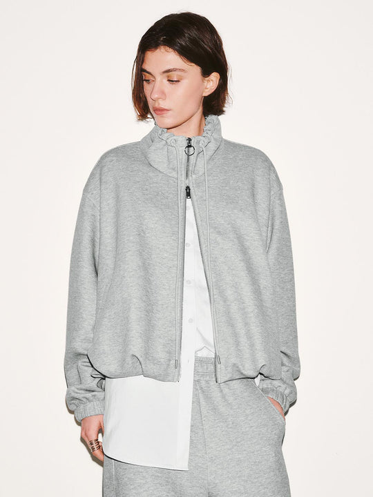 Collared Drawstring Bubble Hem Jackets
