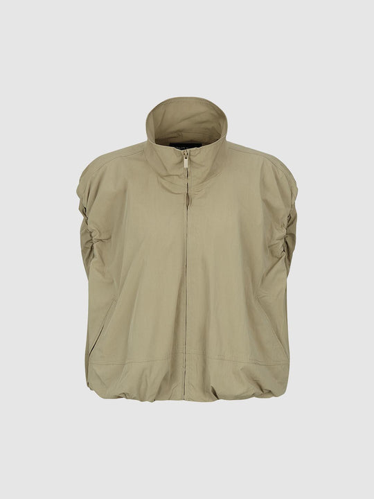 Mock Neck Sleeveless Balloon Hem Vest