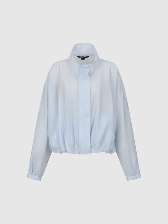 High Neck Lyocell Long Sleeve Blouse