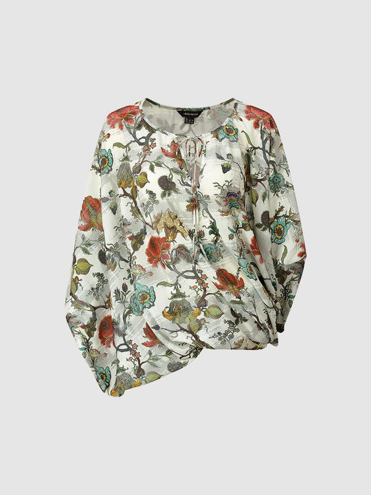 Chemise à enfiler à col rond noué