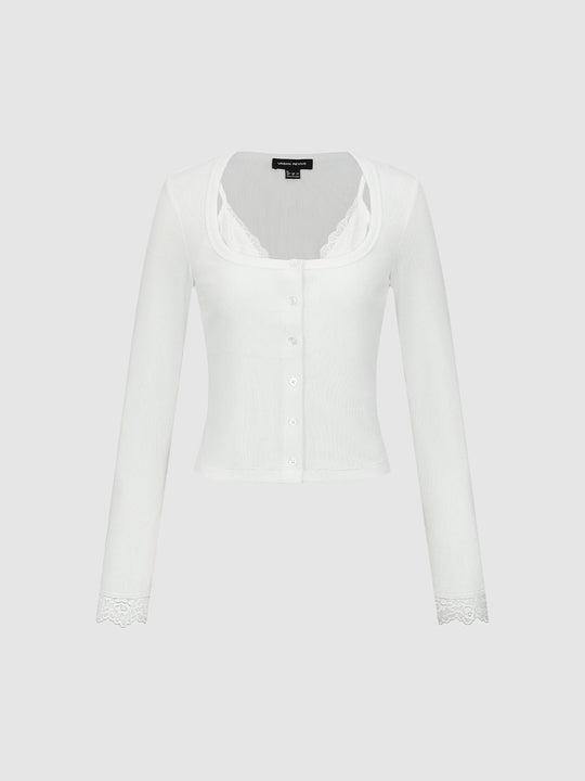 2 In 1 Laced Scoop Neck Shirts