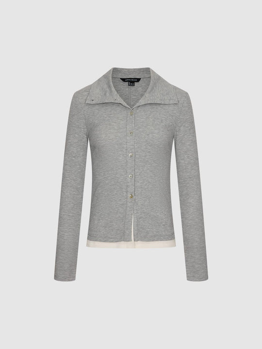 2 In 1 Collared Contrast Button Detail Shirts