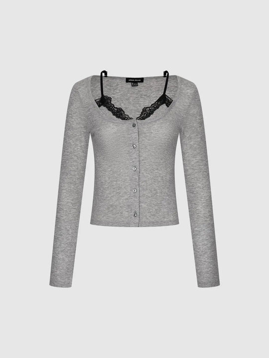 2-in-1 Hemden mit Spitzen-Detail