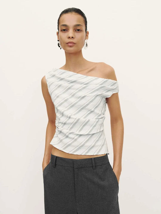 Cellulose-Based Regenerated-Fiber Striped Weave With Subtle Texture And Slight Stretch Shirts