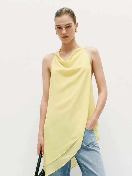 Lightweight Draped Halter Neck Tie Cami Top