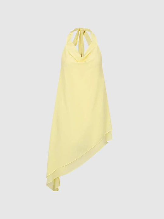 Lightweight Draped Halter Neck Tie Cami Tops
