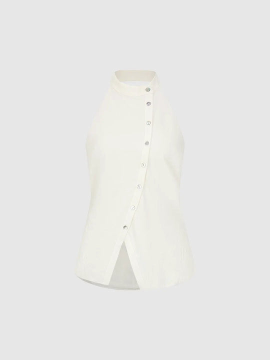 Asymmetric Diagonal Button Placket Cardigan