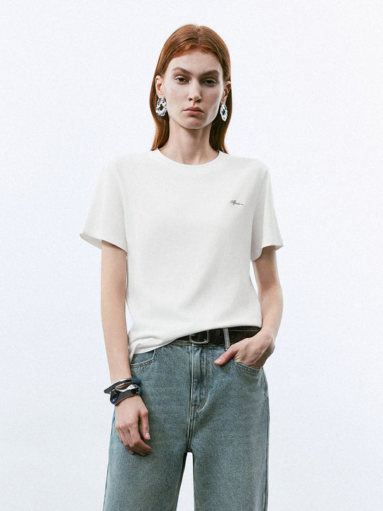 T-shirt droit à col ras du cou