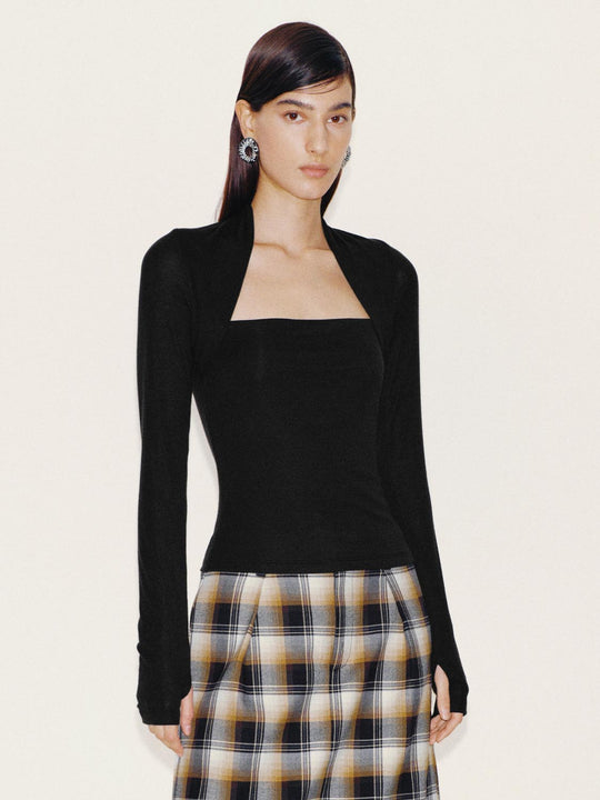 Halter Square Long Sleeve T-Shirts