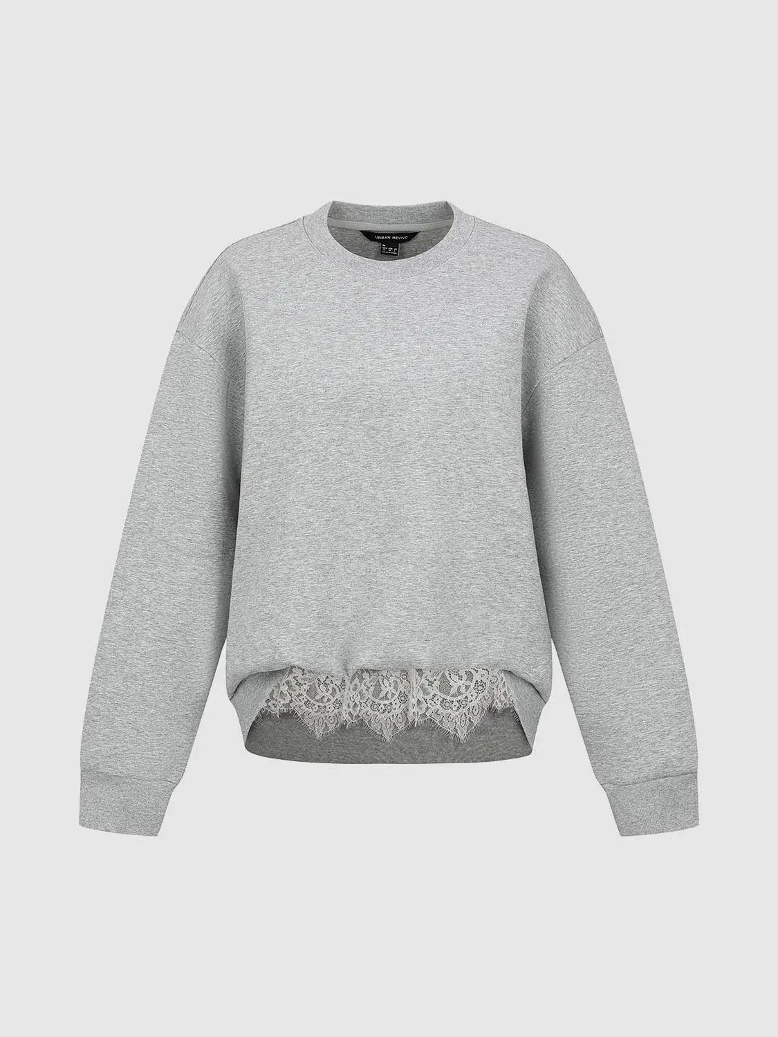 Crew Neck Lace Trim Sweatshirts by Urban Revivo Fashion