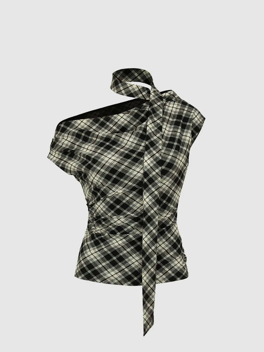 Plaid Weave With Slight Stretch And Lightweight Fabric T-Shirt