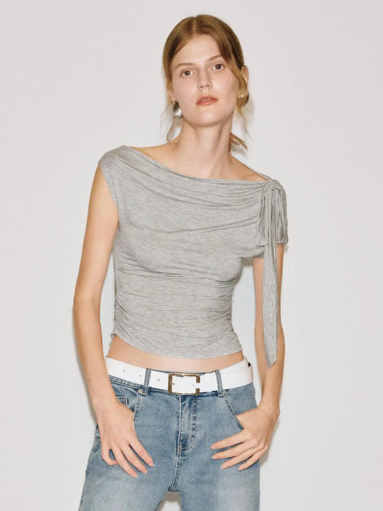 Off Shoulder Ruched Crop Top