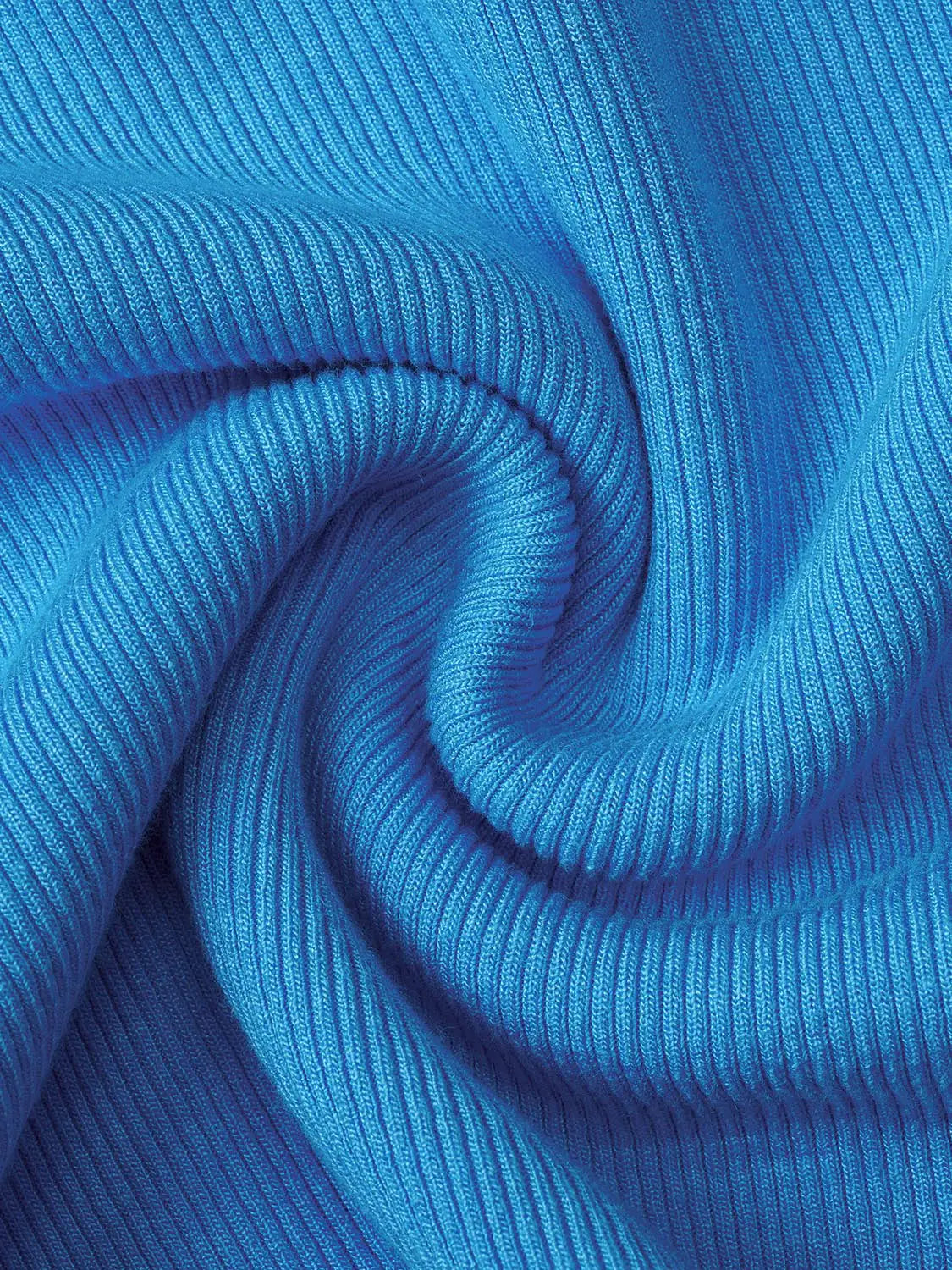 Blue ribbed knit fabric close-up for a T-Shirt texture detail