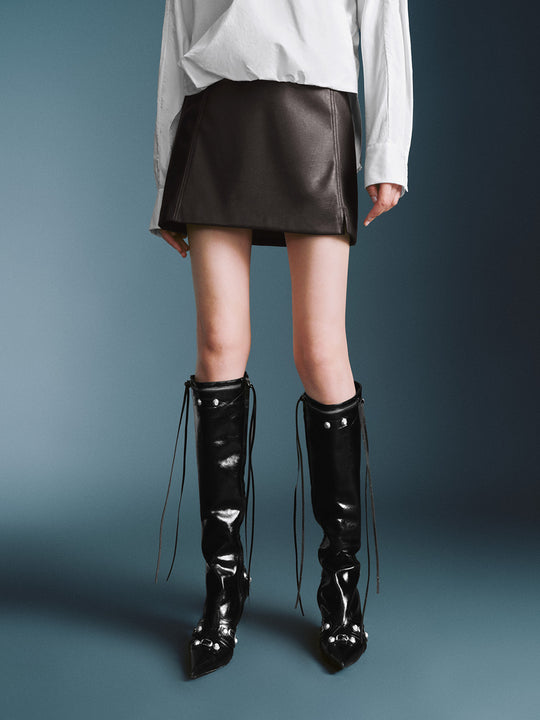 Jupes droites en cuir