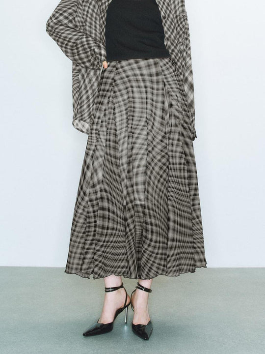 Plaid A-Line Maxi Skirts