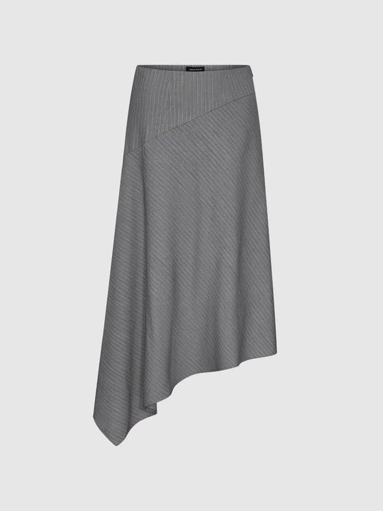 Diagonal Stripe Panel Stretch A-Line Midi Skirt