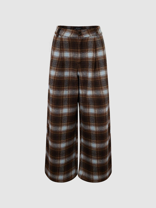 Plaid Wide-Leg Pants