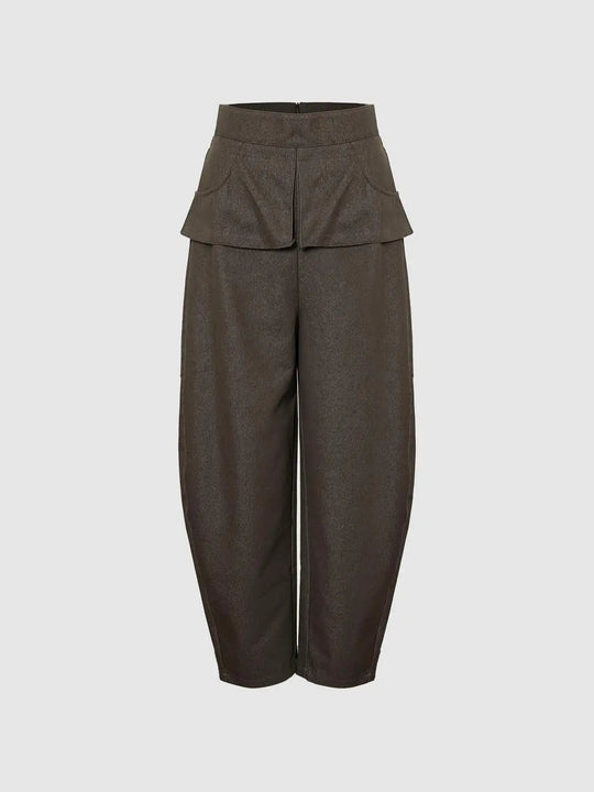 Weite Baumwollhose mit Lagenlook, drapierter Taille und weitem Bein