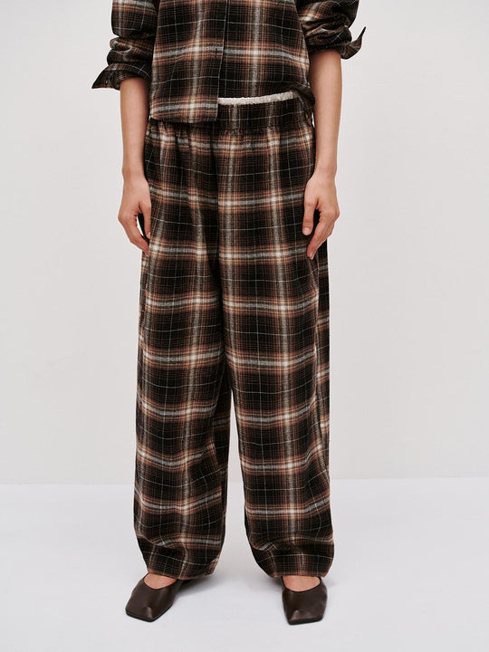 Check Wide Leg Pants