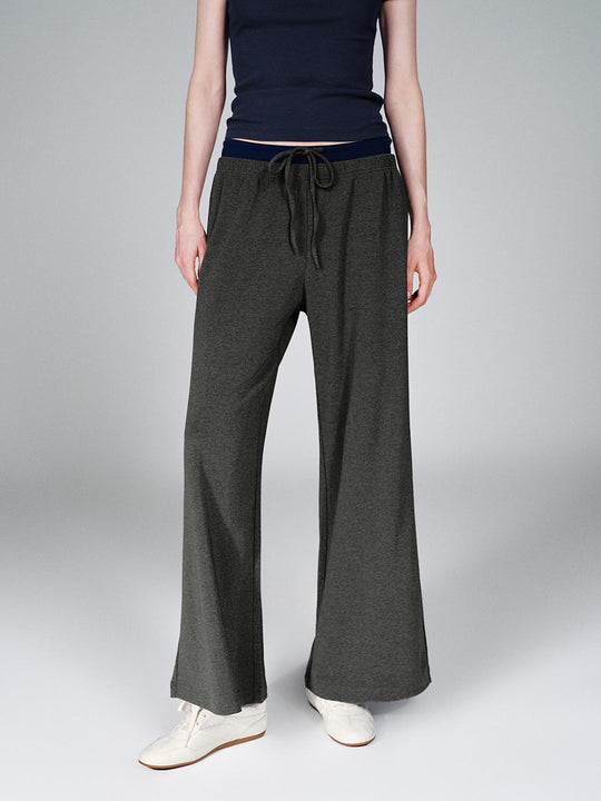 Drawstring Pull On Wide Leg Pants
