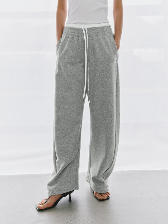 Contrast Trim Drawstring Pull On Barrel Leg Pants