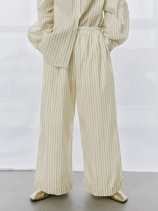 Pull On Contrast Striped Wide Leg Pants