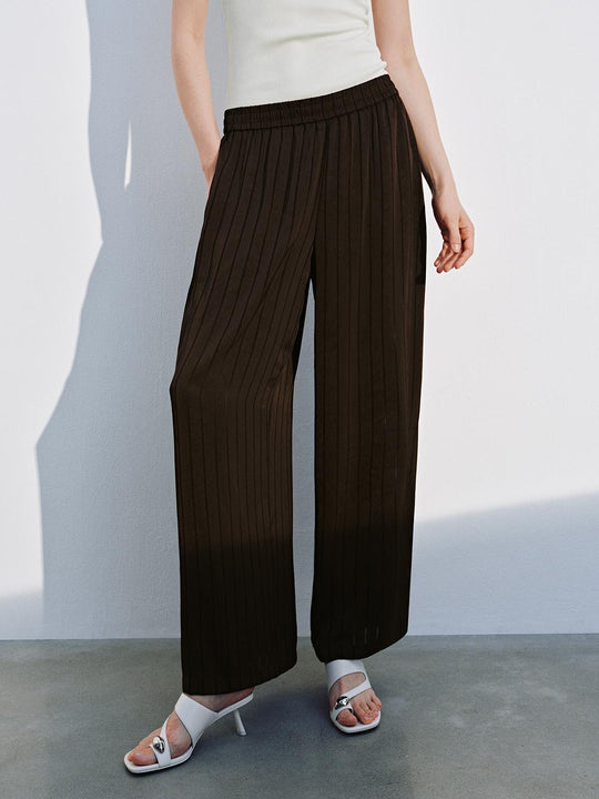 Pull On Sheer Detail Wide Leg Pants