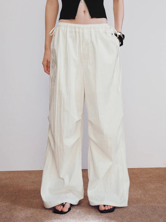 Minimalist Synthetic Blend Pull On Wide Leg Pants