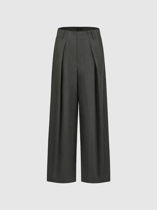 Pleat Detail Wide Leg Pants For Everyday Comfort And Style