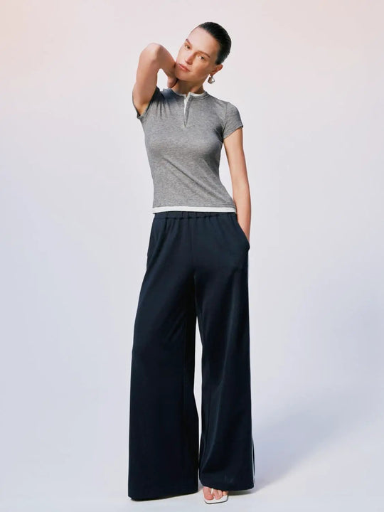 Wide Leg Elastic Waist Pull On Pants