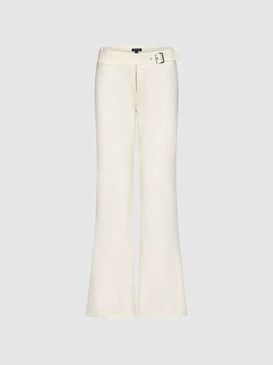 Cotton Elastane Blend Flared Leg Pants