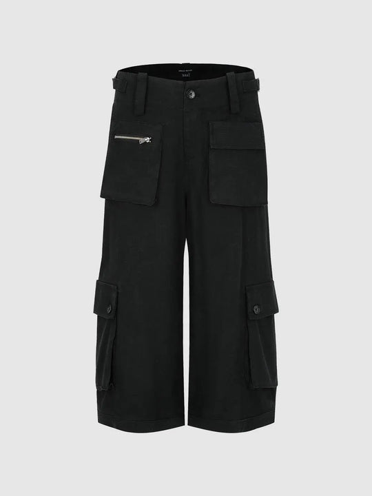 Linen Zippered Pockets Belt Loops Cargo Pants