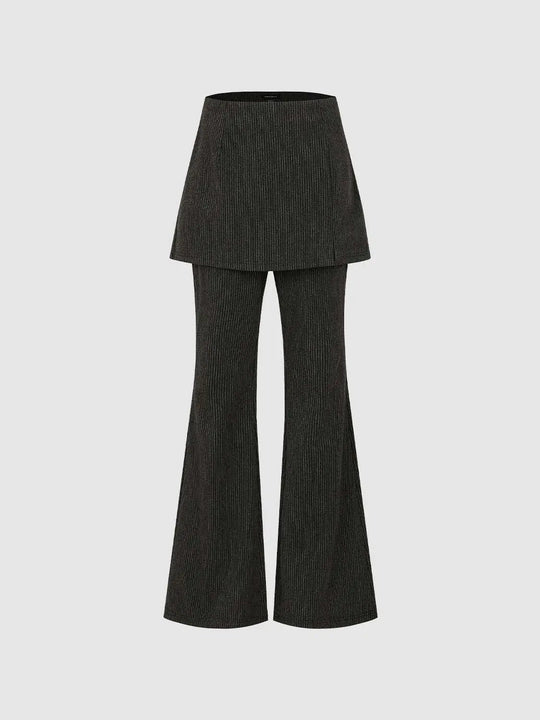 Layered Pinstripe Wide-leg Tailored Pants