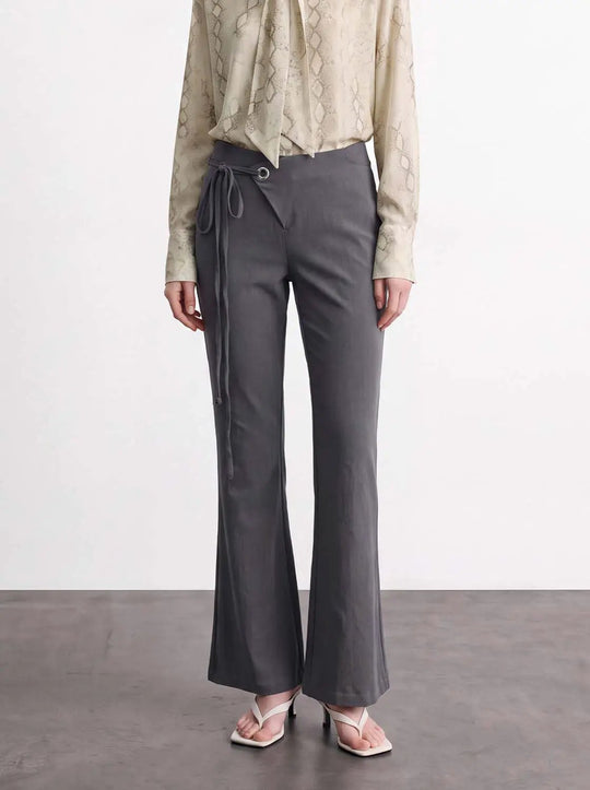 High-waisted Wrap Tie Flare Pants