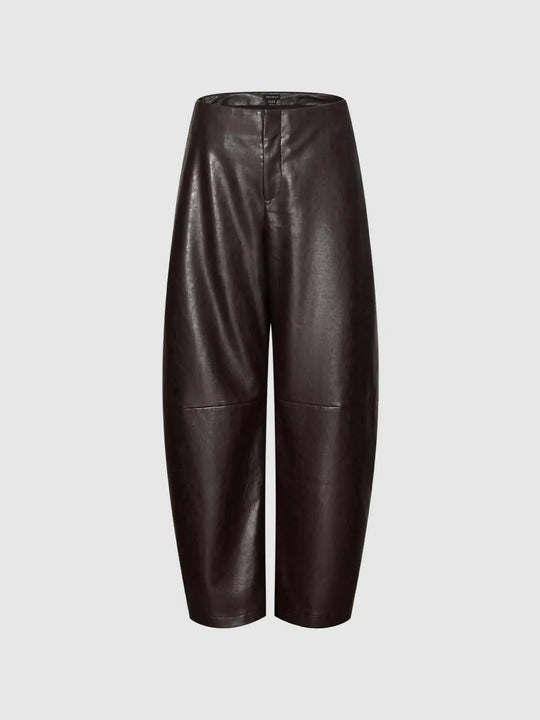 Mid-rise Curved-leg Faux Leather Pants