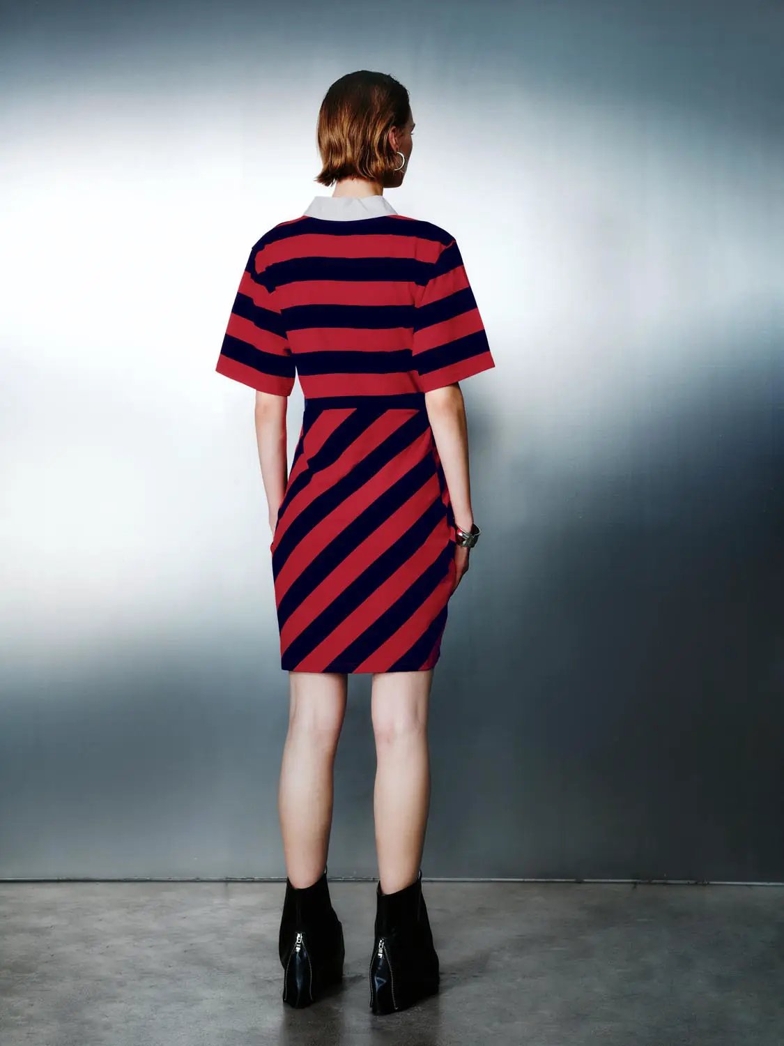 Striped Irregular Hem Straight Dresses by Urban Revivo Fashion
