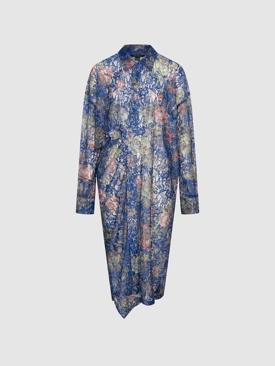 Robes midi droites en dentelle transparente