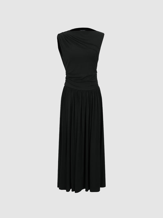 Sleeveless Pleated A-Line Midi Dresses