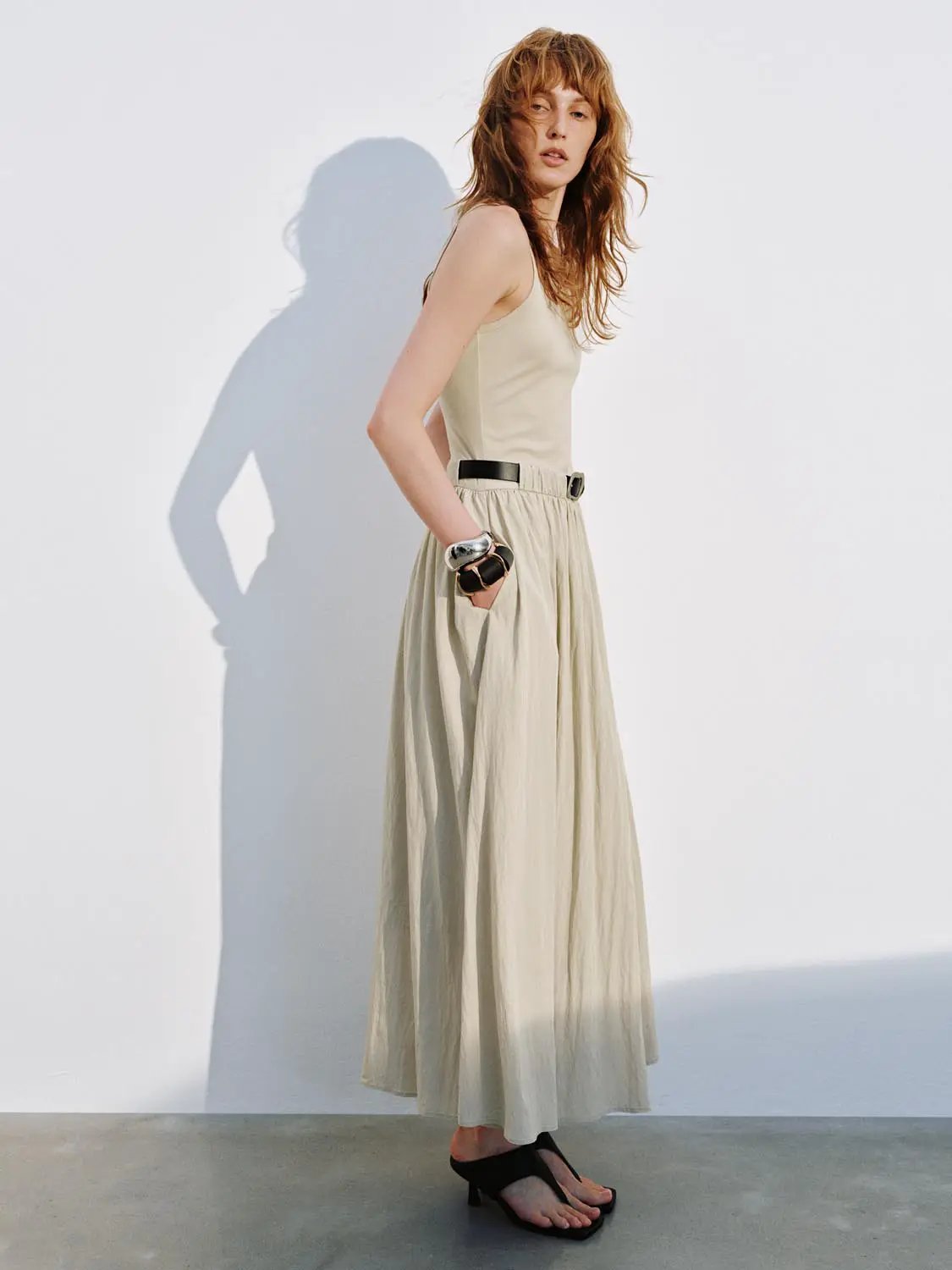 Sleeveless Belted A-Line Midi Dresses by Urban Revivo Fashion