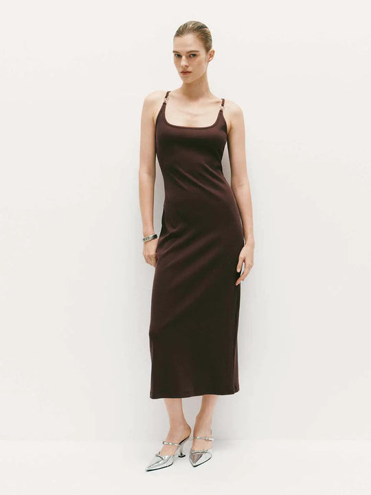 Cotton Thick Stretch Midi Dress