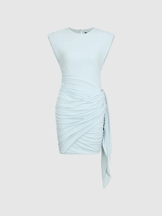 Ruched Wrap Side Sleeveless Dress