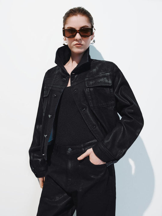 Chaquetas de mezclilla tipo camionero con mangas abullonadas