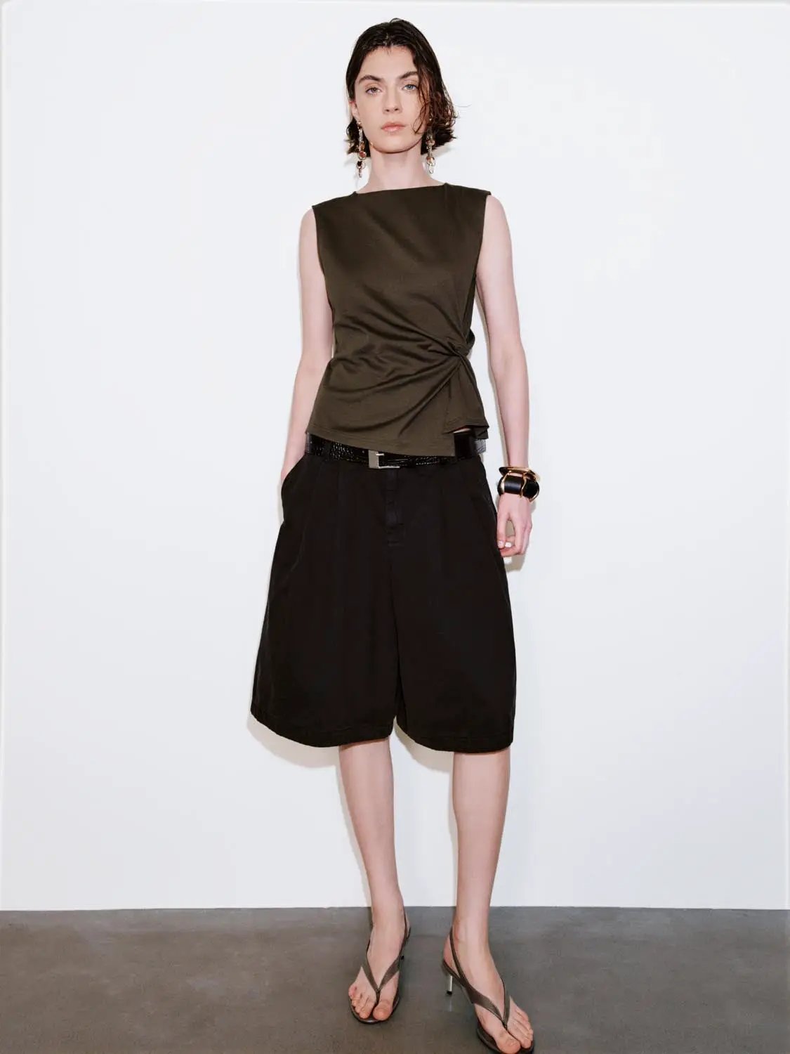 Belted Pleated Tailored Shorts by Urban Revivo Fashion