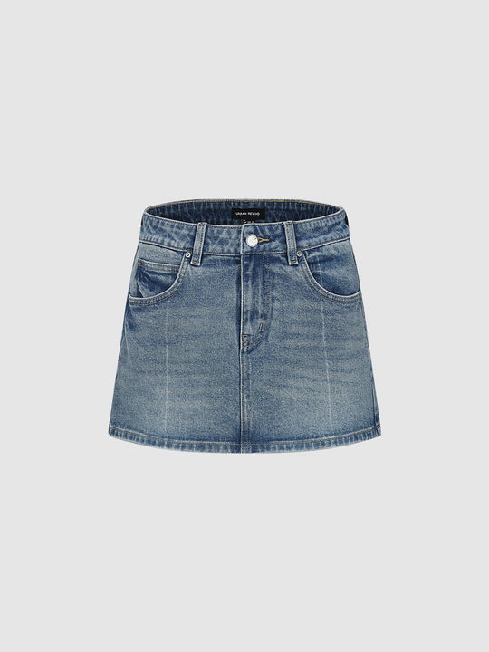 Belted Denim Mini Skirts