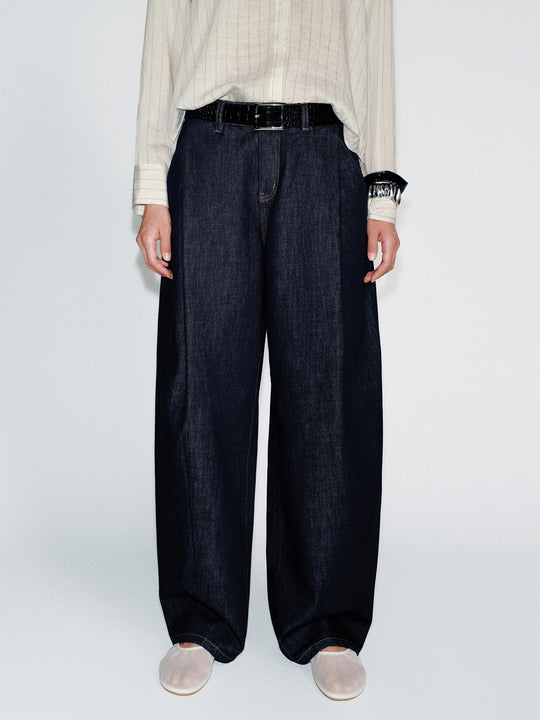 Belted Barrel Leg Jeans