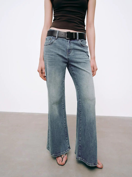 Belted Flare Leg Jeans