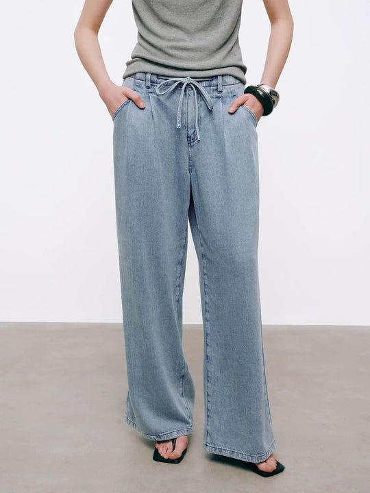 Drawstring Flare Leg Jeans