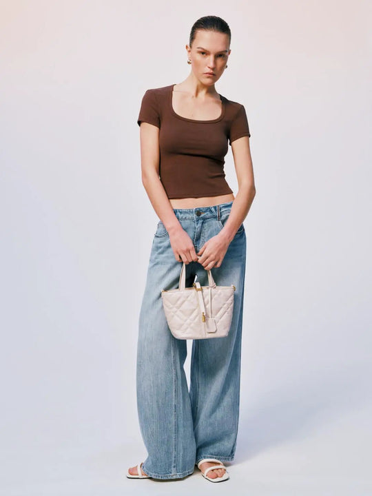 Cotton Lyocell Denim Wide Leg Jeans