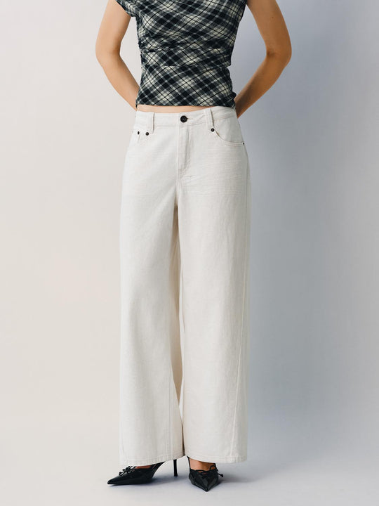 Wide-leg High Waisted Cotton Linen Pants